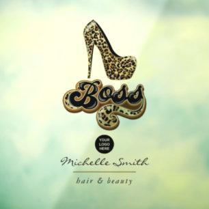 Black and Gold Leopard Boss Lady Fensteraufkleber