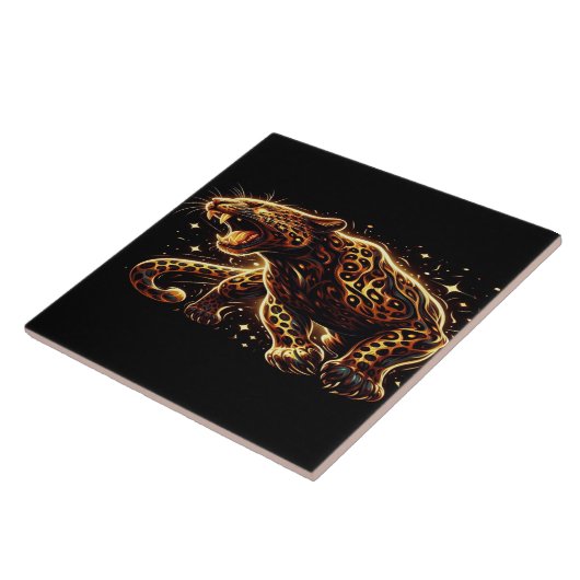 Black and Gold Leopard Fliese (Seite)