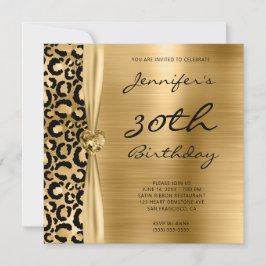 Black and Gold Leopard Glam 30. Geburtstag Einladung