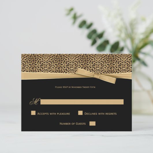 Black and Gold Leopard mit Ribbon UAWG Einladung (Stehend Vorderseite)