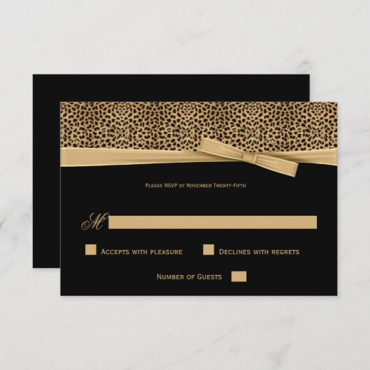 Black and Gold Leopard mit Ribbon UAWG Einladung (Vorne/Hinten)