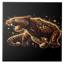 Black and Gold Leopard on a 6x6 Decorative Fliese