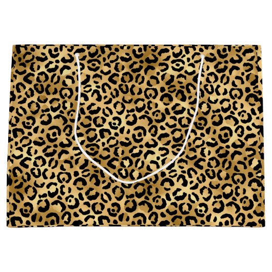 Black and Gold Leopard Print Cheetah Animal Print Große Geschenktüte (Vorderseite)
