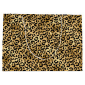 Black and Gold Leopard Print Cheetah Animal Print Große Geschenktüte (Rückseite)