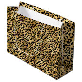 Black and Gold Leopard Print Cheetah Animal Print Große Geschenktüte (Vorderseite Schrägansicht)