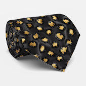 Black and Gold Leopard Print Pattern Krawatte (Gerollt)