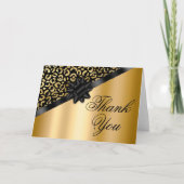 Black and Gold Leopard Shimmer Black Bow Geschenk Dankeskarte (Vorderseite)