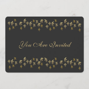 Black and Gold Lilie Confetti Einladung