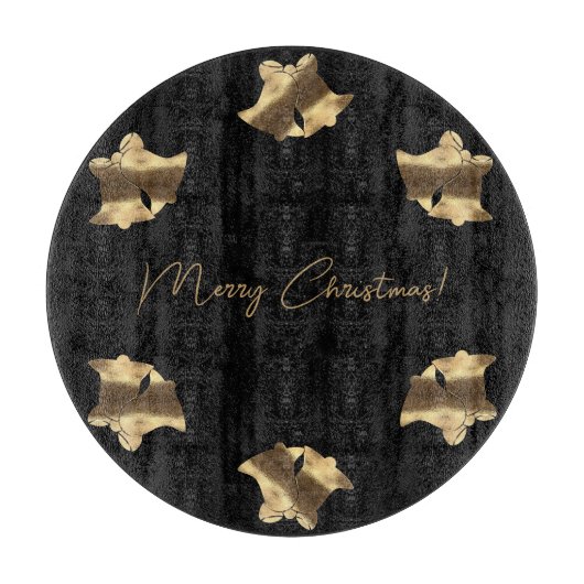 Black and Gold Look Weihnachtsglocken Schneidebrett (Vorderseite)