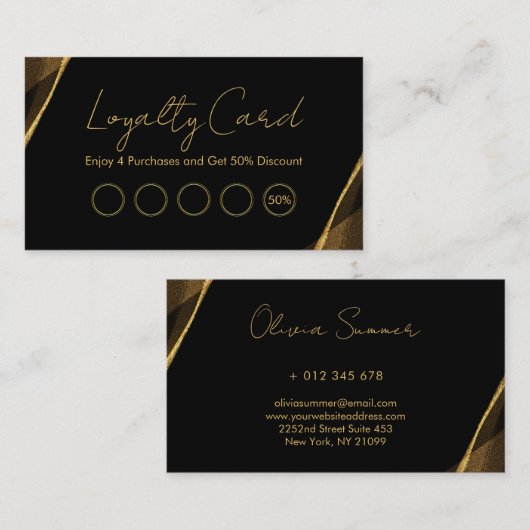 Black and Gold Loyalty Card Visitenkarte (Vorne/Hinten)