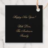 Black and Gold Lucky Vierblättriges Kleeblatt Geschenkanhänger (Rückseite)