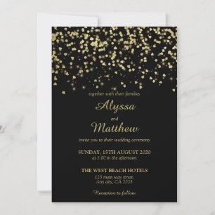 Black and Gold Luxury Confetti Hochzeit Einladung