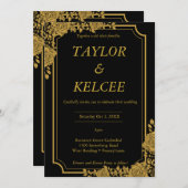 Black and Gold Luxury CUSTOMIZABLE Wedding Einladung (Vorne/Hinten)