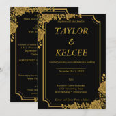 Black and Gold Luxury CUSTOMIZABLE Wedding Einladung (Vorne/Hinten)