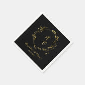 Black and Gold Luxury Floral Wedding Napkins Serviette (Ecke)