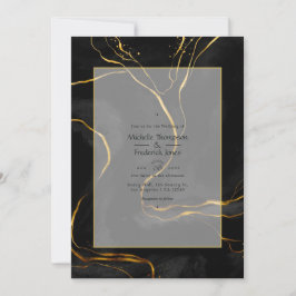 Black and Gold Luxury Ink Wedding Einladung