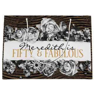 Black and Gold Luxury Personalisiert 50 und fabelh Große Geschenktüte