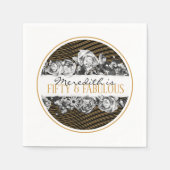 Black and Gold Luxury Personalisiert 50 und fabelh Serviette (Vorderseite)