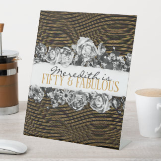 Black and Gold Luxury Personalisiert 50 und fabelh Sockelschild