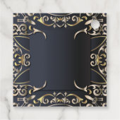 Black and Gold Luxus Chic Baroque Business Name Geschenkanhänger (Rückseite)