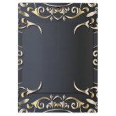Black and Gold Luxus Chic Baroque Business Name Klemmbrett (Rückseite)