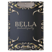 Black and Gold Luxus Chic Baroque Business Name Klemmbrett (Vorderseite)