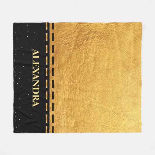 Black and Gold Luxus Design Fleecedecke (Vorderseite (Horizontal))