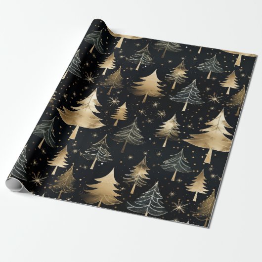 Black and Gold Luxus Weihnachten Geschenkpapier (Ungerollt)