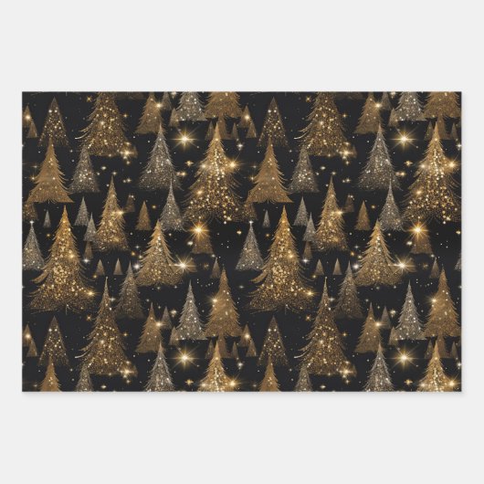 Black and Gold Luxus Weihnachten Geschenkpapier Set (Vorderseite)