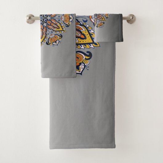 Black and Gold Mandala Floral Art Badhandtuch Set (Insitu)