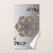 Black and Gold Mandala Floral Art Badhandtuch Set (Handtuch)