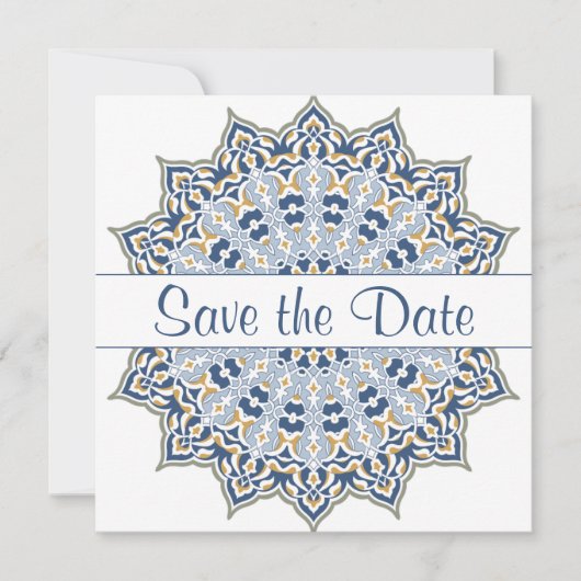Black and Gold Mandala Save the Date Einladung (Vorderseite)