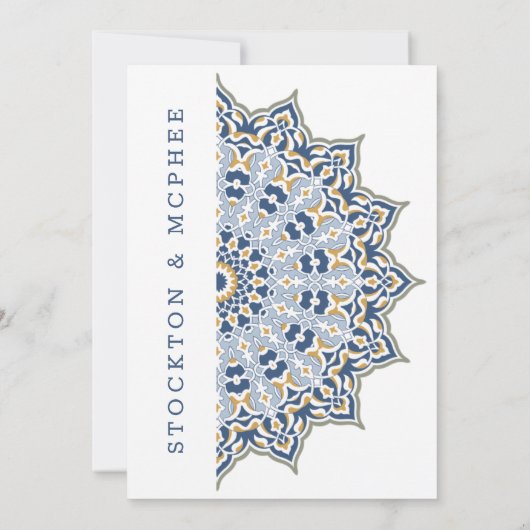 Black and Gold Mandala Wedding Save the Date (Rückseite)