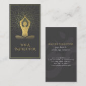 Black and Gold Mandala Yoga Meditation & Om Symbol Visitenkarte (Vorne/Hinten)