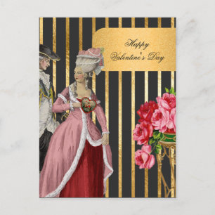 Black and Gold Marie Antoinette Valentine Feiertagspostkarte