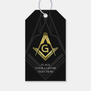 Black and Gold Masonic Gift Tags   Party der Freim Geschenkanhänger