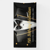 Black and Gold Men Black Krawatte Geburtstag Banner (Vertikal)