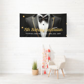 Black and Gold Men Black Krawatte Geburtstag Banner (Insitu)
