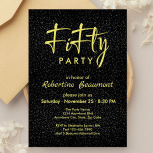 Black and Gold Men's 50. Überraschung Geburtstag Einladung