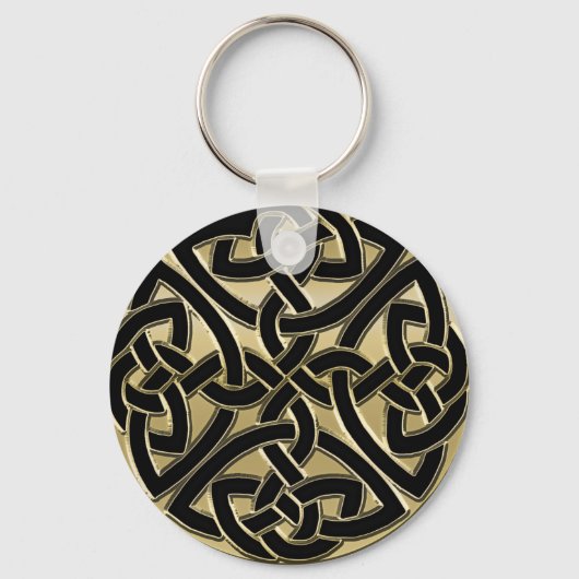 Black and Gold Metal Celtic Knot Schlüsselanhänger (Vorderseite)
