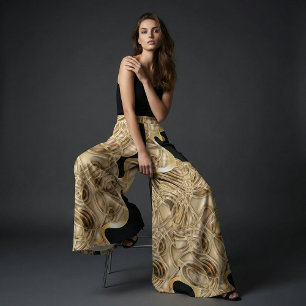 Black and Gold Metallic Luxurious Glam Abstrakt Stoff