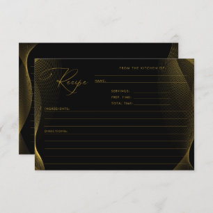 Black and Gold Modern Brautparty Rezept Card