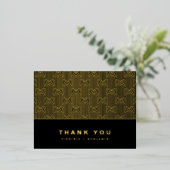 Black and Gold Modern Foil Danke Karte (Stehend vorne)
