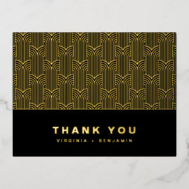 Black and Gold Modern Foil Danke Karte