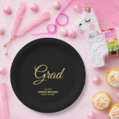 Black and Gold Modern Graduation Party Pappteller (Party)