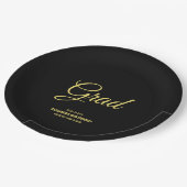 Black and Gold Modern Graduation Party Pappteller (Schrägansicht)