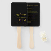 Black and Gold Modern - Monogram Wedding Program - Fächer (Vorne und Hinten)