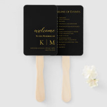Black and Gold Modern - Monogram Wedding Program -