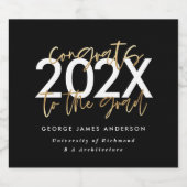 Black and gold modern script stylish graduation wi schaumweinetikett (Einzelnes Label)