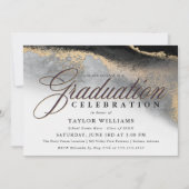 Black and Gold Moderne Abstrakt Graduation Party Einladung (Vorderseite)